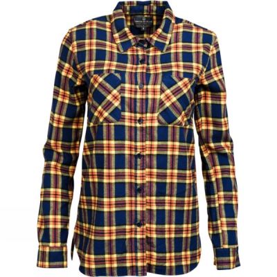 Camisa United By Blue Eldora Plaid Mujer - Amarillo / Azul Marino - Chile GSJ698541